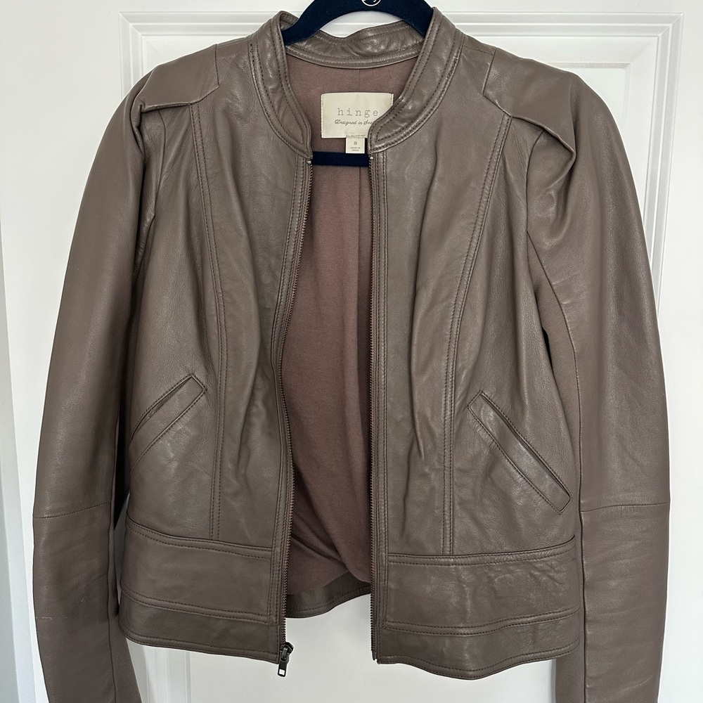 Hinge Leather Jacket - Soft Taupe